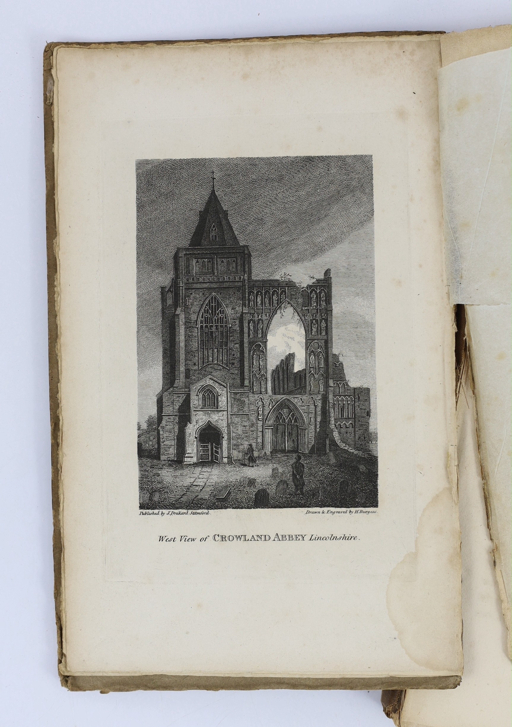 LINCS: Bibliotheca Topographia Britannica. No.XXII. Containing Mr Essex's Observations on Croyland Abbey and Bridge; and other additions ... folded plans, text engravings; newly rebound cloth and printed label, 4to. 1784
